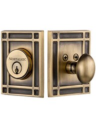 Mission Single-Cylinder Deadbolt Keyed Differently in Antique Brass.